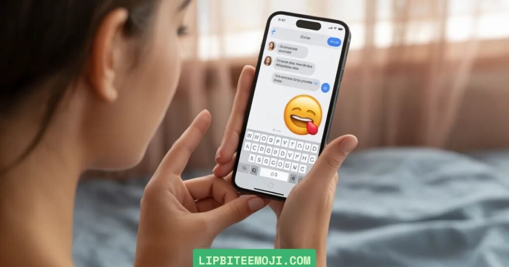 example of a girl sending 🫦 emoji in a flirty chat