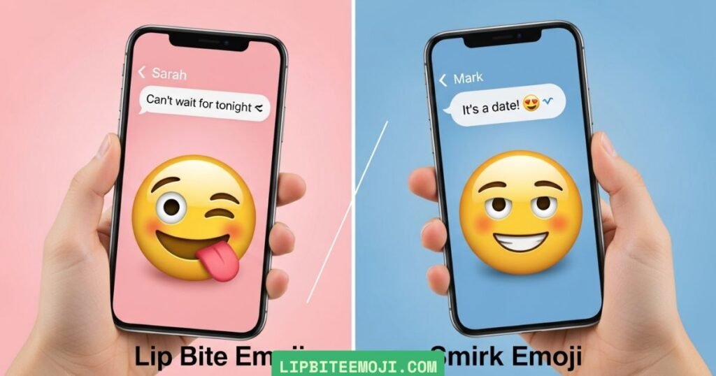 difference between lip bite emoji 🫦 and smirk emoji 😏 in messages