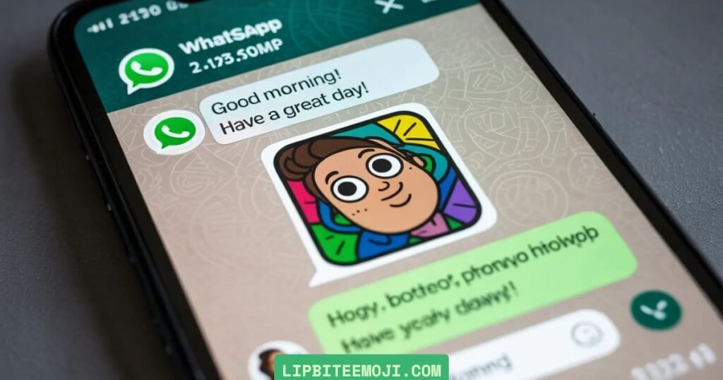 lip bite emoji sticker used in whatsapp chat and status