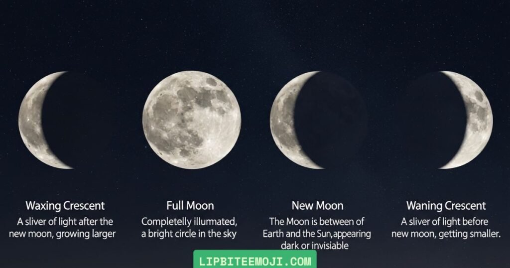 difference between crescent moon and other moon emojis meaning