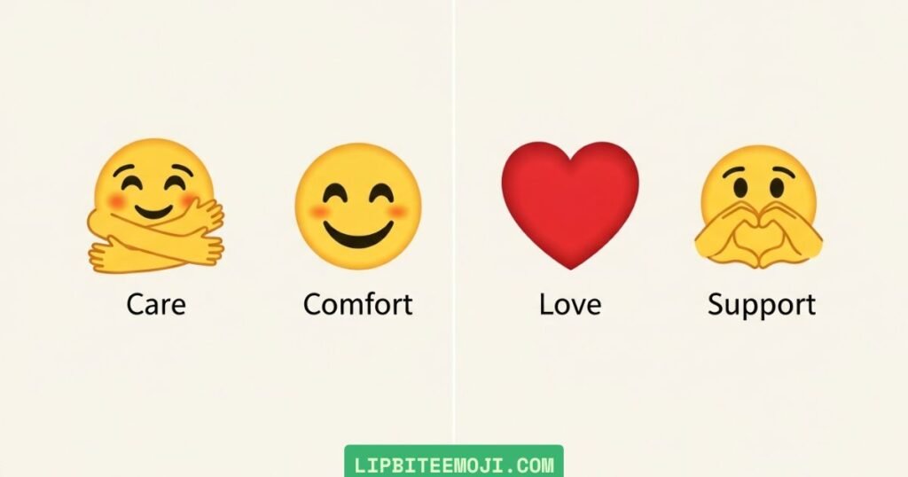 difference between emojis meanings hugging face emoji vs smiley heart and care emojis