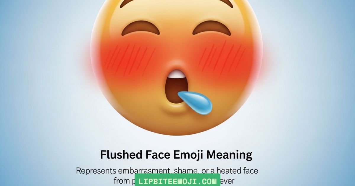 Flushed face emoji meaning showing shy embarrassed reaction in text