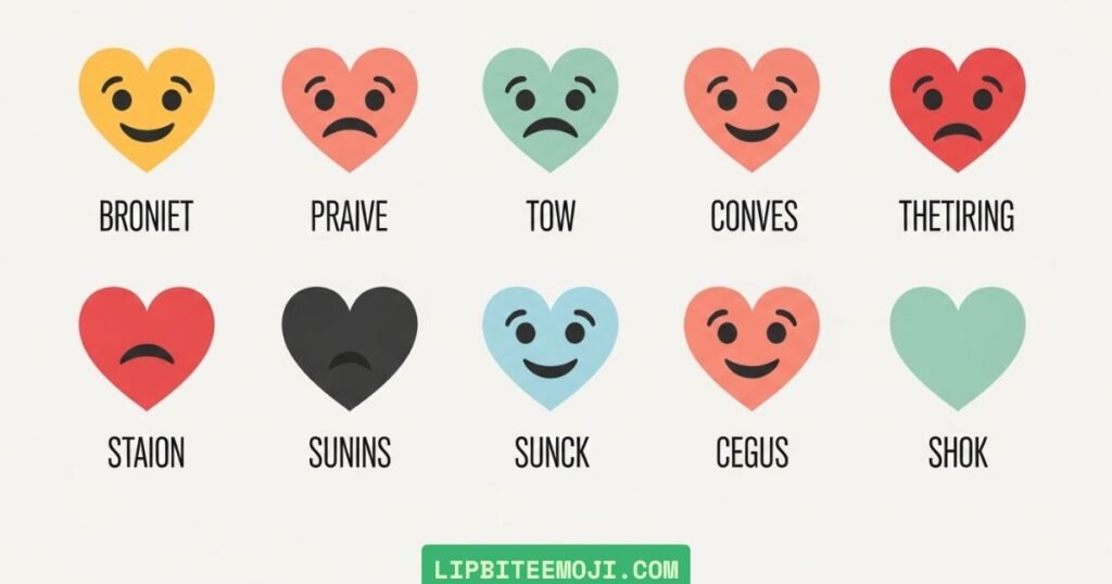 Comparison chart of heart emojis including red, yellow, blue, black, and grey showing different emotional meanings