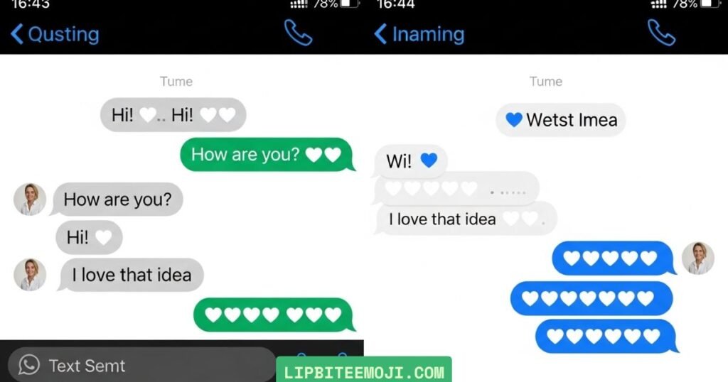 white heart emoji in texting conversation