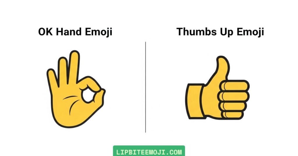 ok hand emoji vs thumbs up emoji meaning comparison showing approval emoji and agreement emoji differences