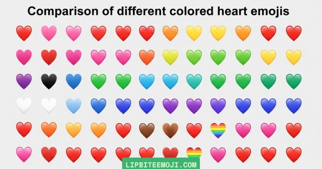 Different heart emoji meanings list including brown heart emoji 🤎 meaning compared to other colors