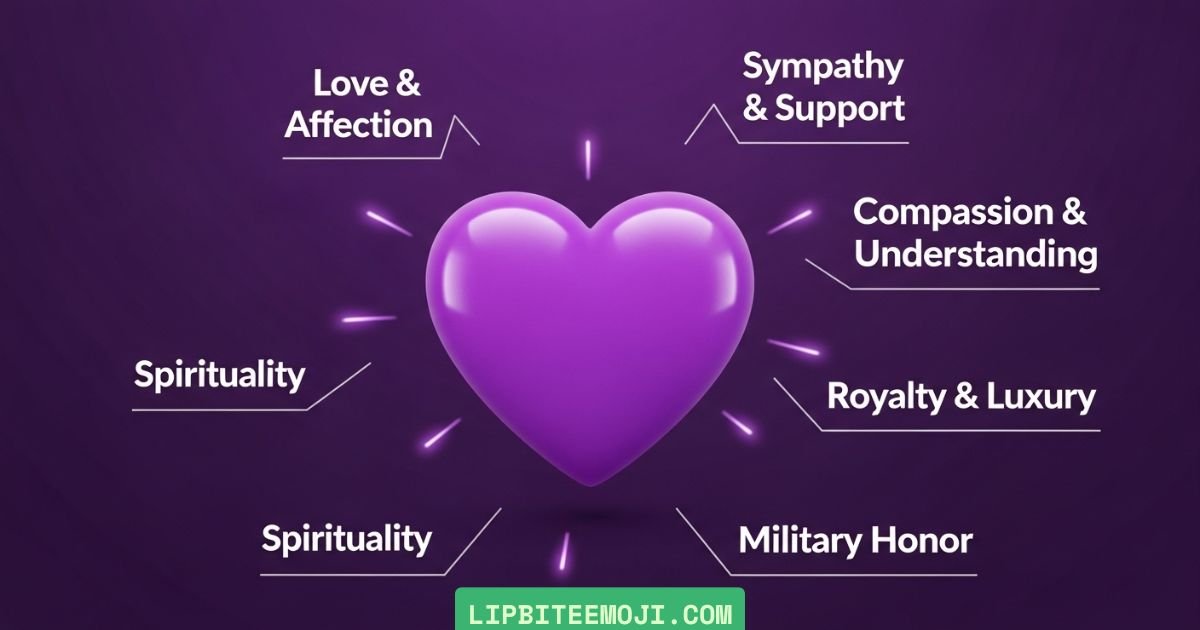 purple heart emoji in text conversation showing care and support