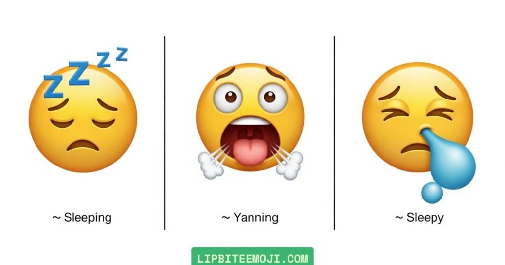 sleepy emoji vs tired emoji difference between 😴 and 🥱 emoji