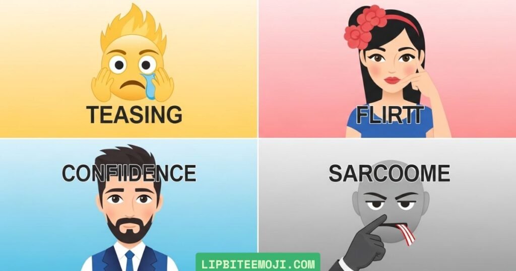 Smirking emoji meaning in chat including teasing flirting confidence and sarcasm