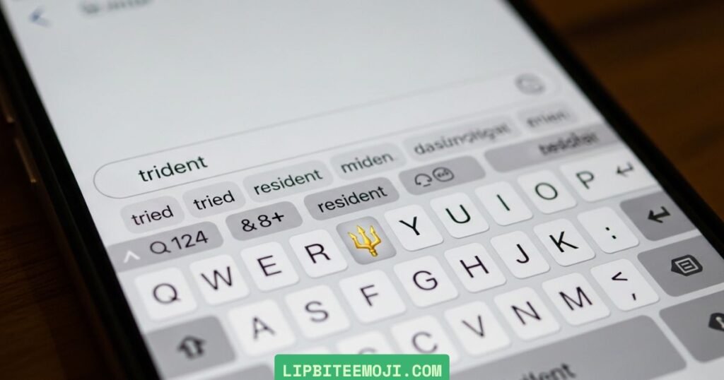 how to find trishul emoji using trident search on keyboard