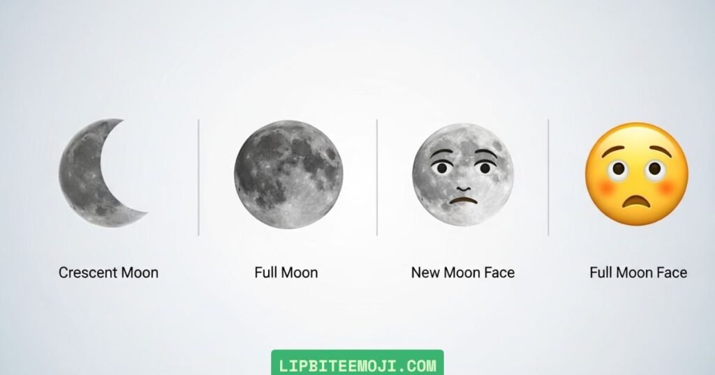 types of moon emojis and meanings crescent full new moon face explained