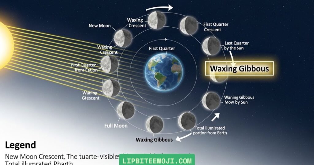 waxing gibbous moon phase explained with emoji π