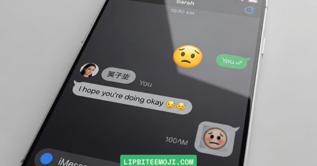 worried emoji meaning in chat example with 😟 in text conversation